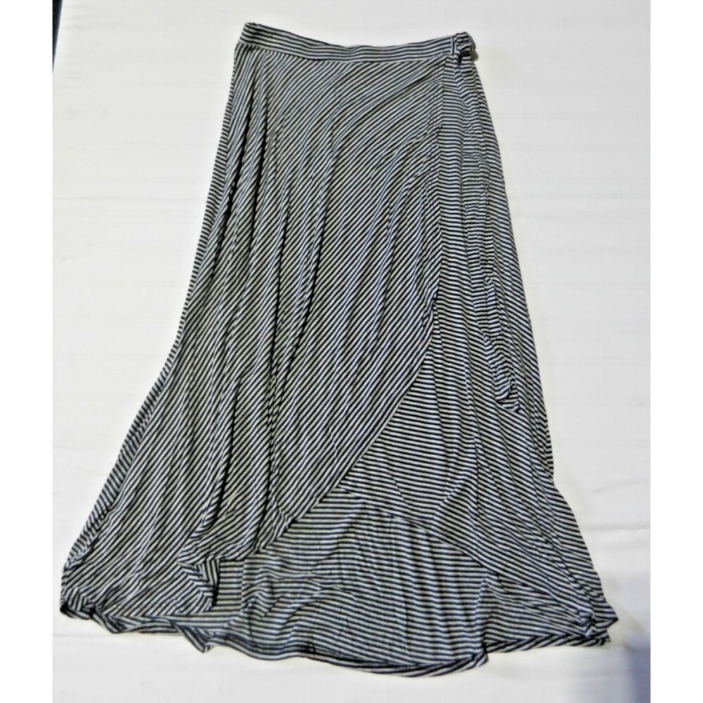 Loramendi Flowy Black and Gray Skirt Women's Size S P High Low Style Striped